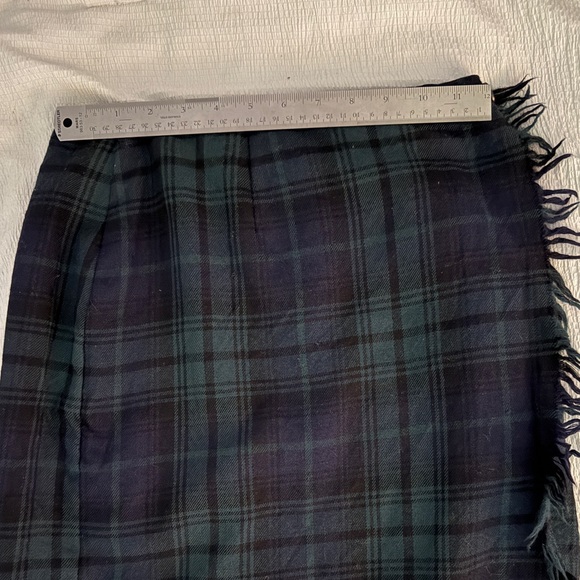 Wool Green Tartan Wrap Skirt - Picture 3 of 3